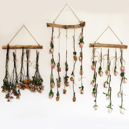 Qenk 2Pcs 15 Inch Natural Driftwood Decorative Branches Farmhouse Home Wall Hanging Decor Hanging Jewelry Organizers with 5 Hooks