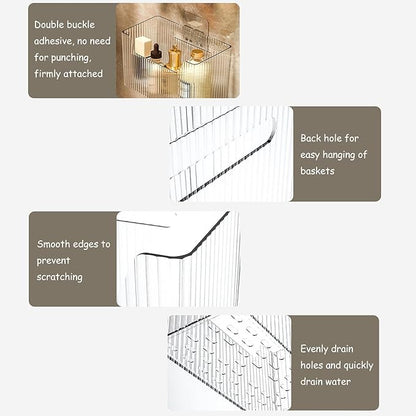 Acrylic Wall Mounted Storage Racks,2Pcs Storage Box Shower Basket, Transparent Plastic Makeup Box Stackable Storage Basket for Kitchen Bathroom Cabinet Pantry and Office, with 2 Back Stickers