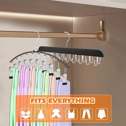 2 Pack Legging Organizer and Bra Hanger,2 in 1 Space Saving Hangers Max 30 Leggings & Bras Capacity for Closet Organizers and Storage,Metal Yoga Pant Hangers and Foldable Wood Tank Top Hanger