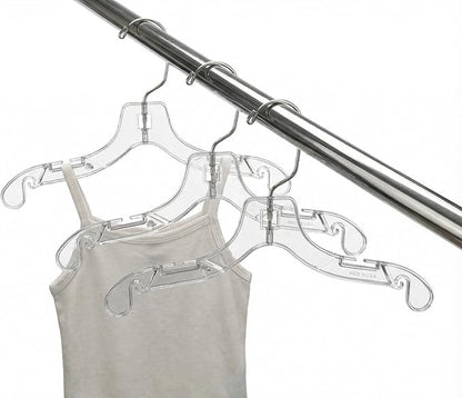 NAHANCO Children’s Plastic Shirt Hangers, Super Heavy Weight - 12" Clear with Long Hook (Pack of 100), Made in USA