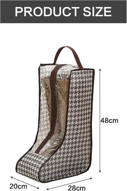 Boot storage Bag, 2-piece Set with Houndstooth Pattern & Dust-proof Design for Secure cowboy boot storage and Organization