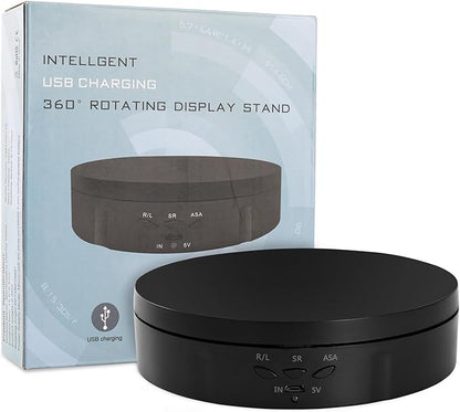22 lbs Motorized Rotating Display Stand for Jewelry, 360 Degree, Automatic Mute Rotating Display Stand, Electronic Turntable with USB Charging Port for Display, Photography Products, Cupcakes, Toys
