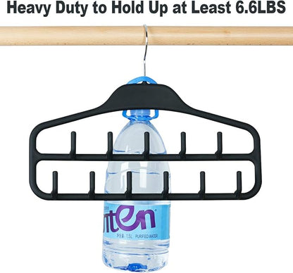 Belt Hanger Rack Holder 2 Pack, Sturdy Organizer with 360 Degree Swivel, 11 Large Hooks for Closet, Non Slip Rubberized Storage, Black, 14 x 0.39 x 11 Inch