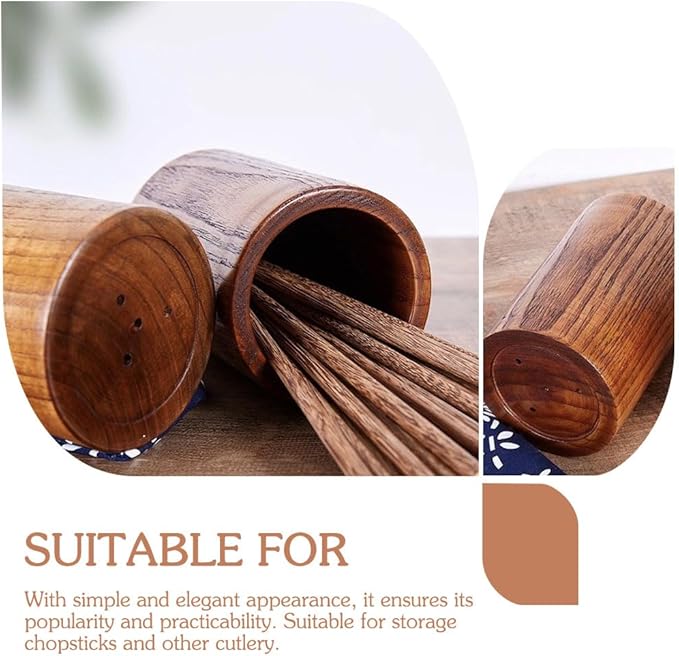 Cabilock Wooden Chopsticks Holder Utensil Organizer for Kitchen Countertop Storage - Multi-Functional Large Capacity Canister