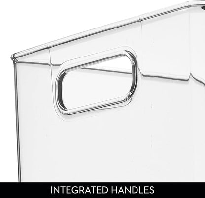 iDesign Pantry Organizer Bins with Handles - Storage Bins for Cabinets or Fridge - Set of 4 - Clear
