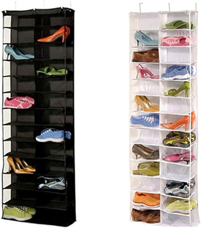 26 Pocket Over the Door Shoe Organizers with Clear PVC Window for Easy Identification and Space Saving Storage PVC Clear Shoe Storage Bag