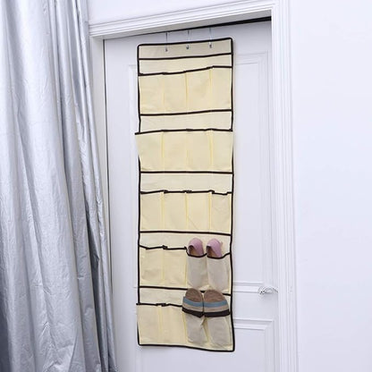Levemolo over Door Shoe Organizer with Mesh Pockets Hanging Storage Bag for Shoes Accessories and Toys Space-saving Design with Sturdy Metal Hooks Beige