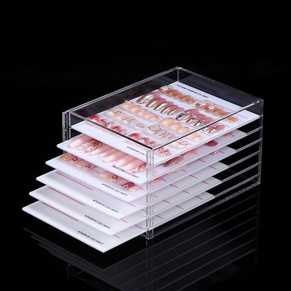 6 Layers Acrylic Nail Extensions Storage Organizer,Cosmetic Makeup Container Box,Clear Case Cabinet Display for Lash Supplies Artists,Home & Nail Salon (6 Layers for nail)