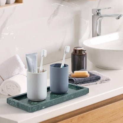 Natural Marble Vanity Tray, Luxury Stone Organizer for Bathroom & Kitchen Counter | Holds Soap Dispenser, Jewelry, Perfume | Non-Resin, Non-Ceramic Décor