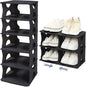 6-Tier Thickened Shoe Rack, Stackable Storage Organizer for Bedroom Entry, Adjustable Rack, Shoe Slots Shelf, Easy Tower Rack, Black