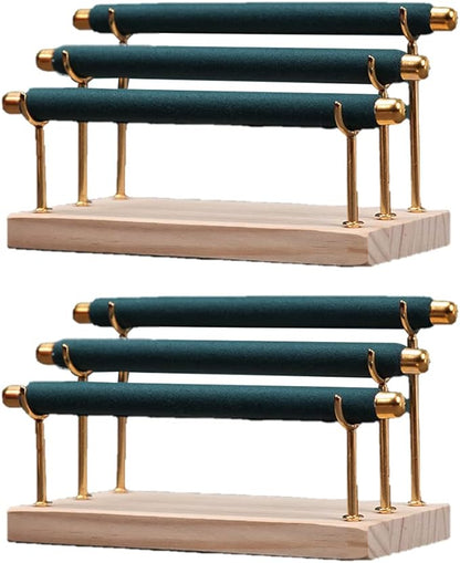 Magik 1-2 Ring Display Holder Detachable Tier Rack Jewelry Storage Organizer Tower (3 Layers, Green)