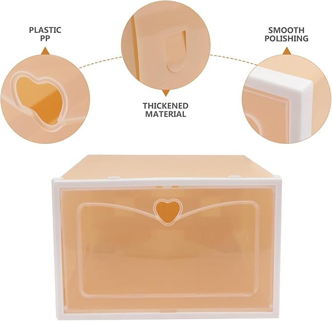 Toyvian 2Pcs Thickened Plastic Shoe Storage Box for Men Transparent Stackable Footwear Organizer with Reinforced Design and Easy to Clean Household Shoe Container