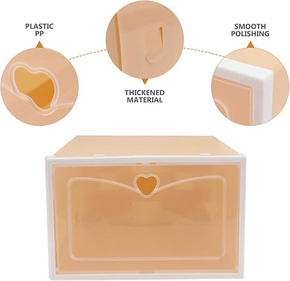 Toyvian 2Pcs Thickened Plastic Shoe Storage Box for Men Transparent Stackable Footwear Organizer with Reinforced Design and Easy to Clean Household Shoe Container