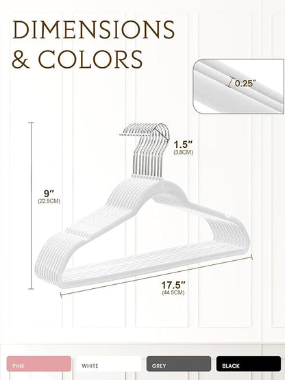 Smartor Velvet Hangers 70 Pack, White Non Slip Clothes Felt Hanger Heavy Duty for Coat, Premium Slim Space Saving Hangers for Closet Organizer and Storage, 360° Rotating Silver Hook