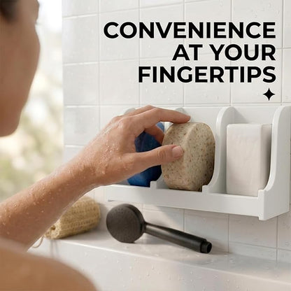 Soap Holder for Shower Wall, 3-Compartment Soap Dish for Shampoo, Conditioner and Body Soap, Fast Draining & Rust-Proof & Heavy Duty, Ultra-Strong Self Adhesive & Freestanding (White, No Label)