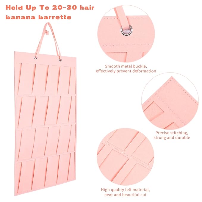 Bow Holder for Girls Hair Bows Claw Clip Organizer, Large Capacity, 4 Layer Display Holder, Holds 150+ Pcs, Pink-B, Modern Style, Felt Material, Easy Assembly for Girls & Women