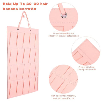 Bow Holder for Girls Hair Bows Claw Clip Organizer, Large Capacity, 4 Layer Display Holder, Holds 150+ Pcs, Pink-B, Modern Style, Felt Material, Easy Assembly for Girls & Women