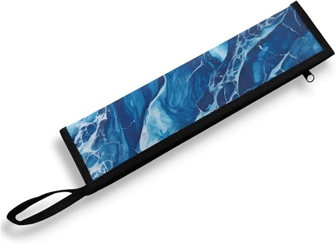 COEQINE Blue Marble Kitchen Utensil Holder Moder Marble Print Fork Spoon Knife Organizer For Party Portable Flatware Storage Case With Handles Leafproof Machine Washable