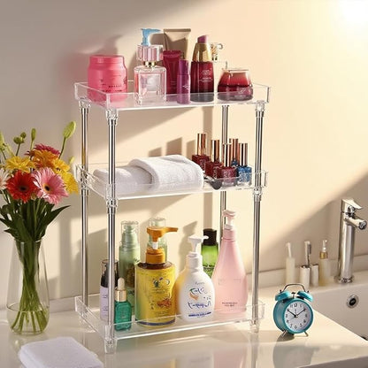 Body Spray Organizer, 3 Tier Bathroom Counter Organizer Acrylic Clear Corner Makeup Organizers Bathroom Organizers Countertop Counter Vanity Tray Corner Shelf Lotion Organizers For Skincare Comestics