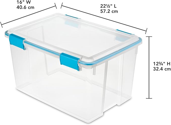 Sterilite 16-Pack Gasket Box, Weather-Resistant Storage Bins with Latching Lids, 54 Quart - Heavy-Duty Organizing Containers for Closet, Bathroom, and Office