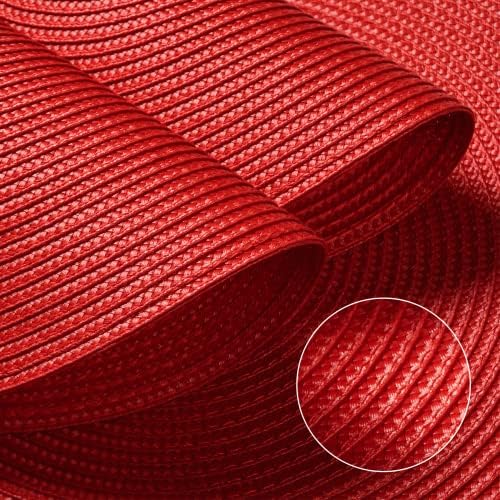 FunWheat Round Braided Placemats Set of 6 Table Mats for Dining Tables Woven Washable Non-Slip Place mats 15 inch (red, 6pcs) - Image 4