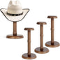 SEKSON Cowboy Hat Stand, Tabletop Hat Display Rack, Solid Wood Hat Holder Stand for Caps Wigs Helmets, Rustic Brown (3 Pack)