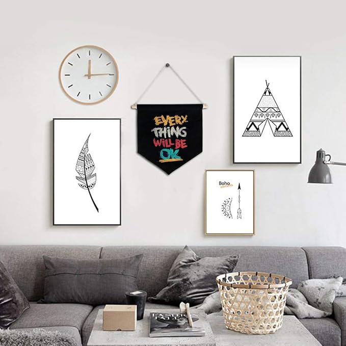 Enamel Pin Wall Display Banner Holder, Blank Canvas Banner Wall Hanging Brooch Jewelry Storage Case Display Storage Set for Pin and Brooch Collections (2Pcs Black A)