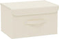 Storage Boxes, Collapsible Storage Bins with Lids, Cotton and linen cloth Storage Baskets with Handle, for Books, Closet, Bedroom, Home, 13x9.1x7.9 in, Beige