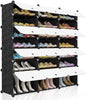 21 Cubes Shoe Rack,Portable Shoe Rack Organizer,Stackable Detachable Free Standing Shoe Rack,Plastic Shoe Storage Cabinet,Shoe Storage Boxes,with Doors,for Closet, Hallway, Bedroom, Entryway (Black)