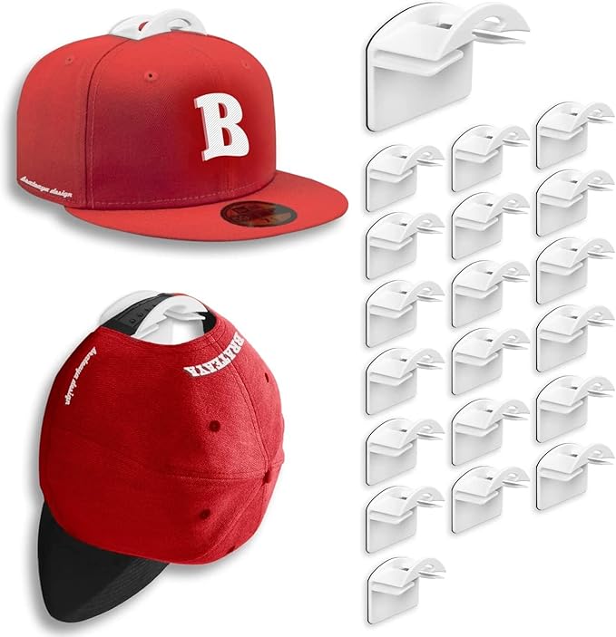 Baseball Hat Holder for Wall (White-20)