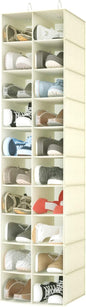 Hanging Shoe Organizer for Closet, 20 Sections Hanging Closet Organizers and Storage Shelves, Space Saving Shoe Storage Rack Holder, Beige, 12''W×12''Dx 50''H