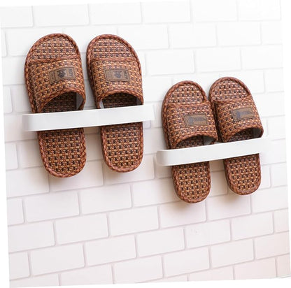 Wall Mounted Shoe Rack Hanging Slipper Organizer for Bathroom Hallway Space Saving Elastic Sticky Shoes Holder 10.23X1.18X2.16In 5-Pack