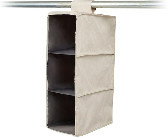 Covermates Keepsakes Hanging Shoe Organizer for Closet – Vertical Storage Shelves for Sneakers, Sandals, and Sweaters – Heavy-Duty Wardrobe Organization, Beige Heather