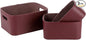 HofferRuffer Faux Leather Storage Baskets Bins with Velvet Lining for Organizing, Storage, Gifts, Set of 3 Nesting Shelf Baskets Decorative Storage Boxes for Home Organization (Dark Red)