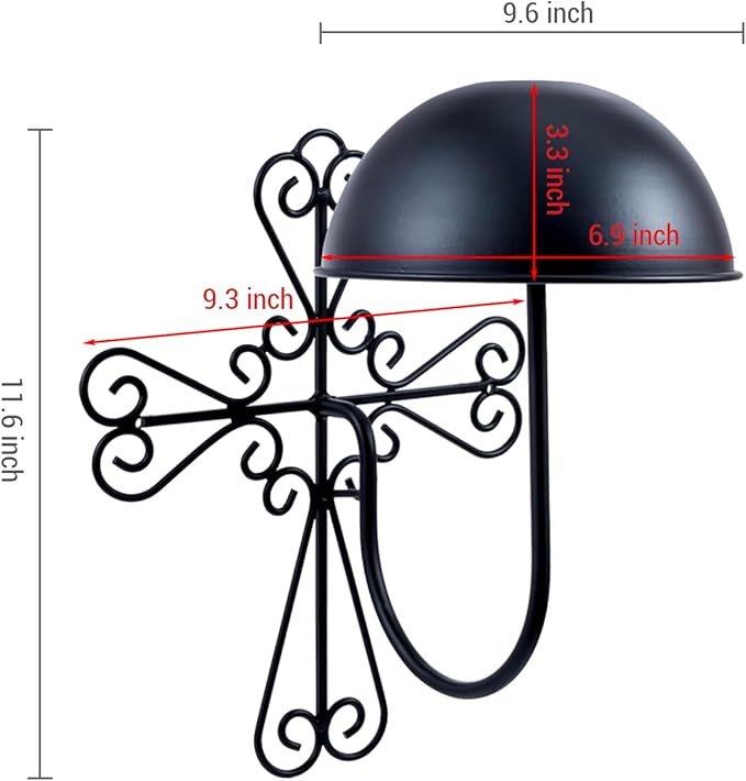MyGift 2 Pcs Vintage Hat Holder Rack Wall Mount, Large Brim Hat Organizer Storage, Hanging Helmet Wig Display Dome, Scrollwork Cross Style, Black Metal