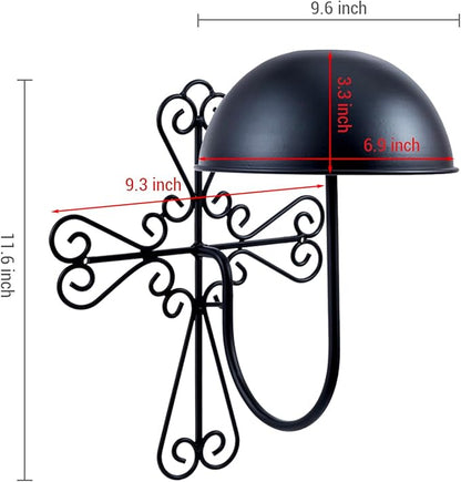 MyGift 2 Pcs Vintage Hat Holder Rack Wall Mount, Large Brim Hat Organizer Storage, Hanging Helmet Wig Display Dome, Scrollwork Cross Style, Black Metal