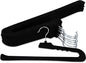 Velvet Pants Hangers - 8 Pack Black Non Slip Open Ended Hanger with 360 Swivel Hook - Closet Space Saving Hanger for Heavy Pants, Jeans, Trousers, Scarf