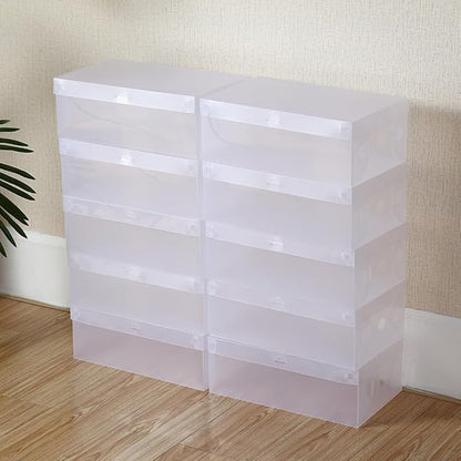 5 Pack Transparent Shoe Box,Men Women Clear Dustproof Shoe Storage Organizer,Travel Sneaker High-Heeled Container (11"x7"x3.7")