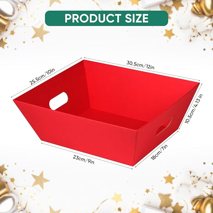 AFOROEOA 6PACK Red Baskets For Gifts Empty, 10x12”Thick Gift Basket with 6Bows 6Bags Empty Gift Baskets for Christmas, Easter, Birthdays, Valentine’s Day Wrapping Gift