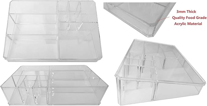 Kamay's XL Wide Thick Transparent Acrylic Makeup Organizer Tray Cosmetic Holder Display Case Desktop Storage Holder Lipstick Makeup Brush Nail polish Essential oil Holder (SF-1302)