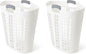 Gracious Living Easy Carry Flex Hamper, Large 87.5 Liter Lightweight Plastic Ventilated Laundry Basket Clothes Bin with Handles, White (2 Pack)