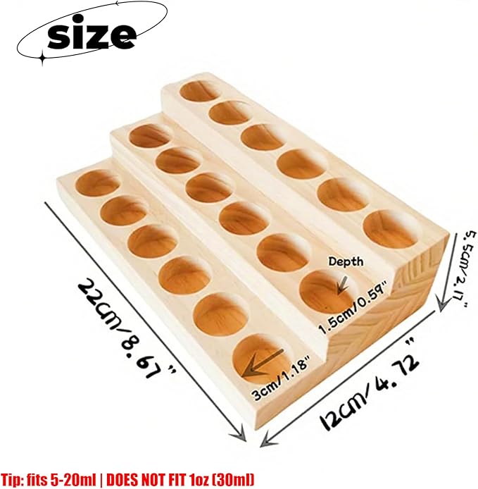 3 Tier Wooden Essential Oil Organizer Essential Oils Racks Display Stand Tabletop Storage Rack for 5-20ml Bottles Organizers and Storage Shelf Box Display for Essential Oils
