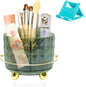 SAYEEC Pen Holder for Desk 6 Slots Rotating Makeup Brush Organizer Toothbrush Hairbrush Holder Versatile Desk Skincare Cosmetic Organizer Pencil Cup Pot Art Supply Caddy for Vanity Office, Dark Green