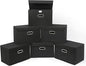 STOREONE Fabric Storage Cube Bins Foldable Organizer Container Collapsible Basket with Lids and Metal Handles, for Home, Bedroom, Closet 6 Pcs (Black)