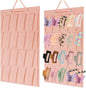 Premium Felt Hanging Claw Clip Organizer - Large Capacity for Girls & Women Hair Clips - Bows Display Stand for Wall, Door or Closet (Pink)
