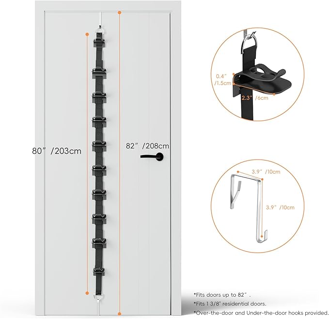 Hat Organizer for Baseball Caps, Hat Rack For Door,2-Straps Holds up to 40 Caps, Over the Door Organizer for Closet, Bedroom, Entrance Doors (Black)