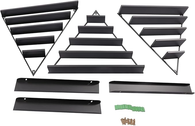 Metal Wall-Mounted Nail Polish Storage Racks, Nail Polish Storage Racks, 6PCS Triangular Cosmetic Display Racks Metal Wall Mounted Nail Polish Rack for Spa Nail Salon Shop Home (Black)