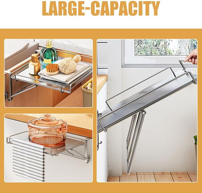 VOSAREA Cabinet Door Organizer Foldable Shelf for Kitchen Spice Storage Easy to Install over The Cabinet Hanging Shelf for Efficient Space Saving and Daily Use Essentials