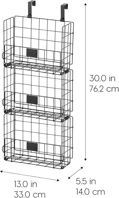 IRIS USA Over The Door Organizer 3-Pack with Metal Wire Baskets + 10-Pack Clear Flip Top Storage Bins, Stackable Containers with Lids for Pantry, Bathroom, Closet, Home & Kitchen