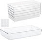 6Pcs Clear Plastic Drawer Organizers Tray 12" x 6.2" Storage Bins with 25Pcs Non-Slip Pads for Makeup, Jewelries, Kitchen Utensils, Bathroom and Office